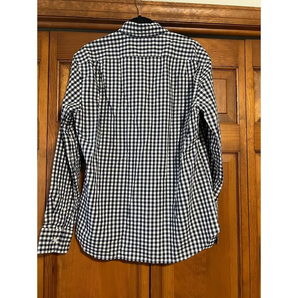 NWT J. Crew Men's FLAW Slim Untucked Flex Button Down Shirt Gingham Blue White L